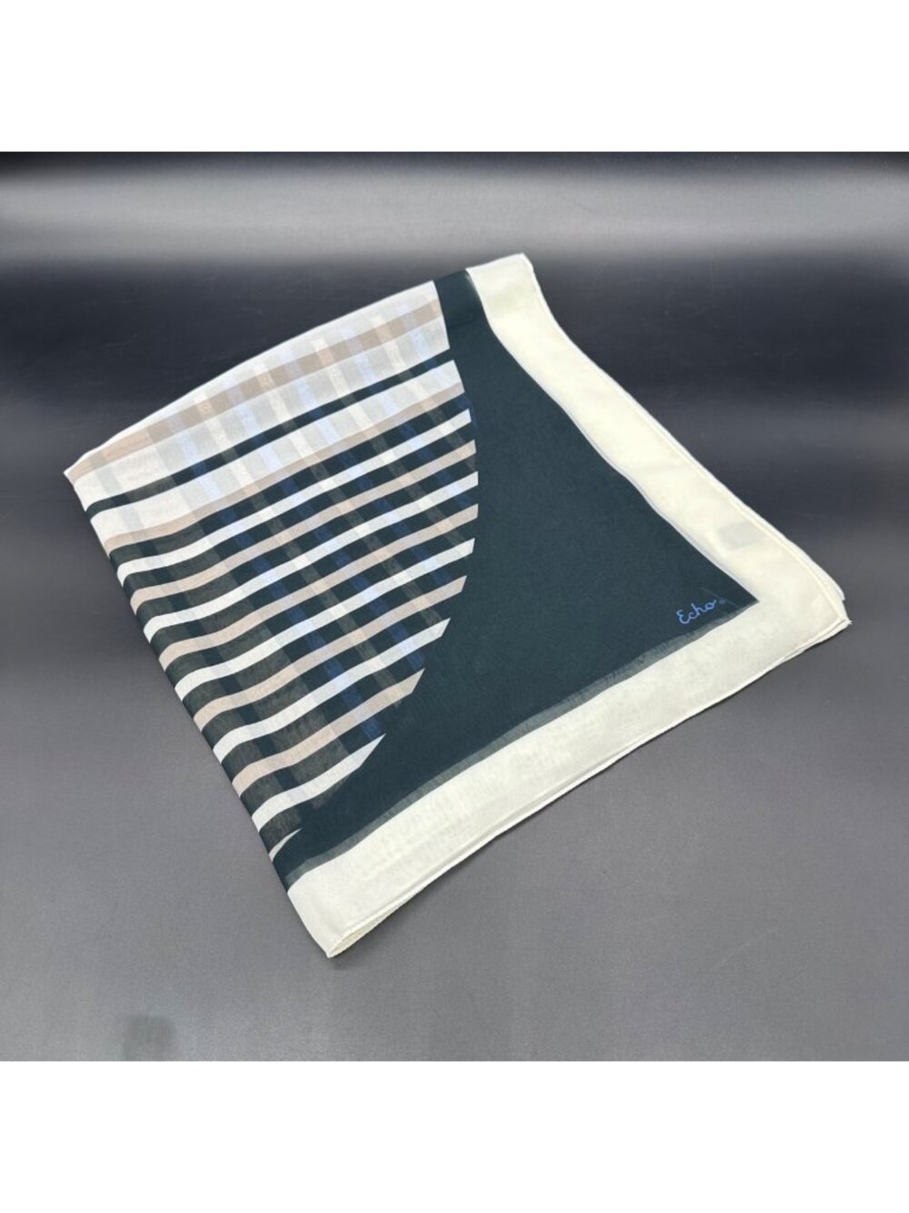 Echo Scarf Dot Stripe Geometric Square Blue Black Brown White 50 By 50 Polyester